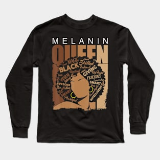 Black History S Melanin Queen African Hair Long Sleeve T-Shirt